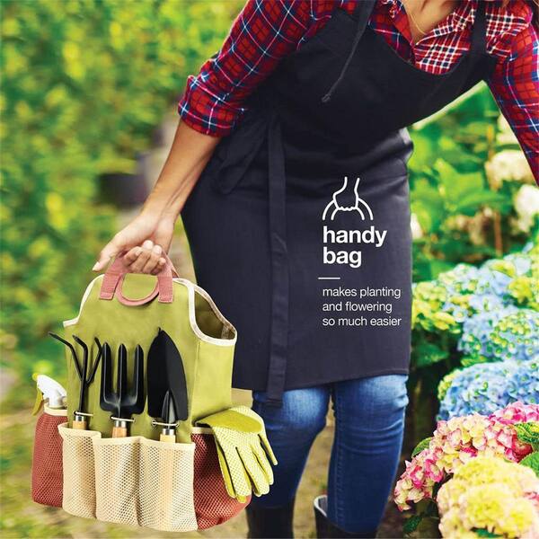 Nature Spring 7-piece Gardening Tool Set And Carrying Tote Bag