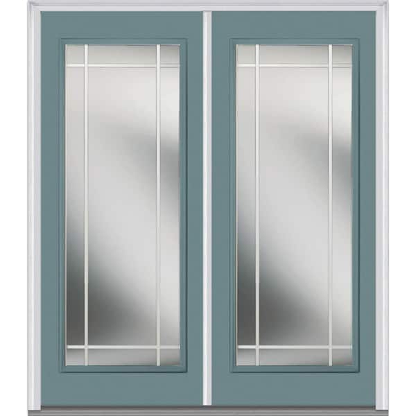 MMI Door 72 in. x 80 in. Prairie Internal Muntins Right-Hand Inswing Full Lite Clear Glass Painted Steel Prehung Front Door