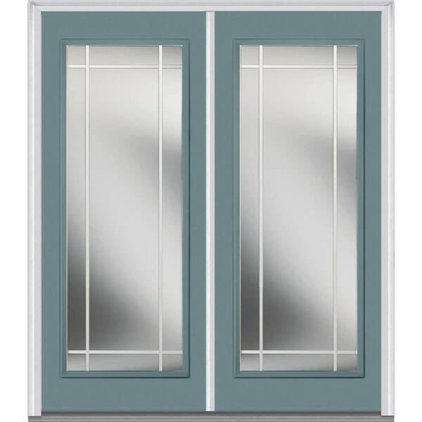 MMI Door 64 in. x 80 in. Prairie Internal Muntins Left-Hand Inswing Full Lite Clear Glass Painted Steel Prehung Front Door