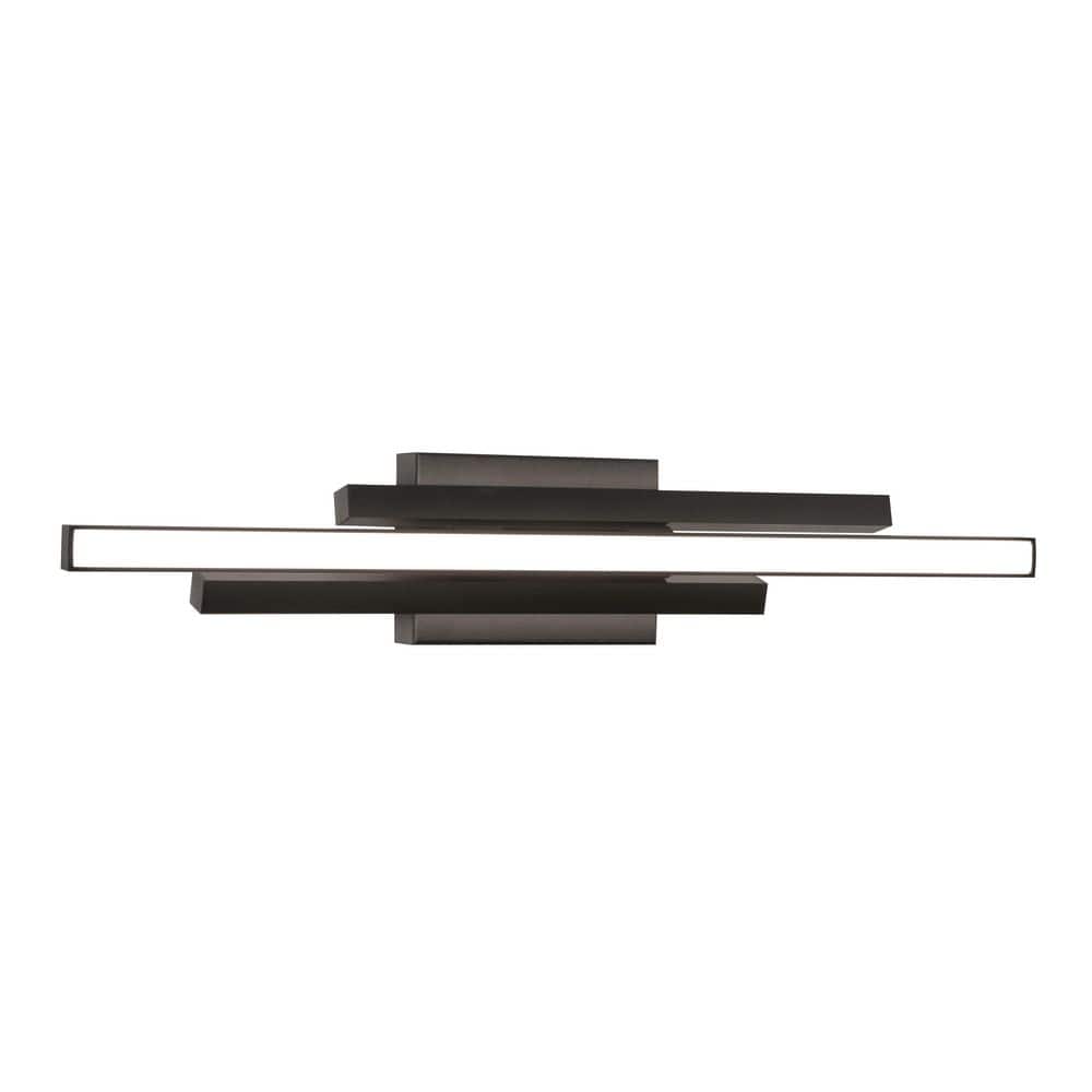 Indra 24 in. 8-Light Black Integrated LED Vanity Light with White Acrylic Shade price history on PriceWatchPro