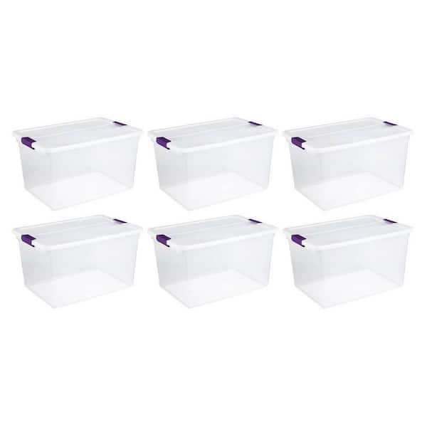 66 Qt. Latching Handle Storage Container in Nesting Clear (6-Pack)
