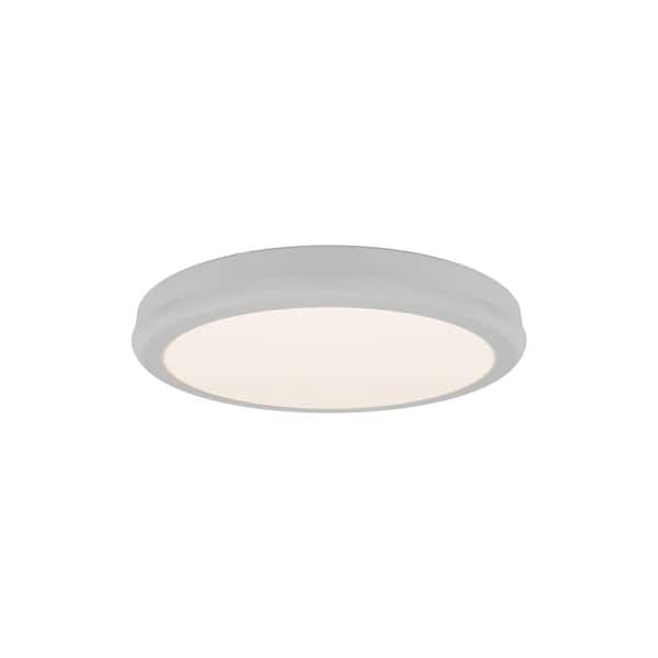 Parthenon 10 in. White Flush Mount with Frosted Glass Shade Integrated LED Selectable 4CCT