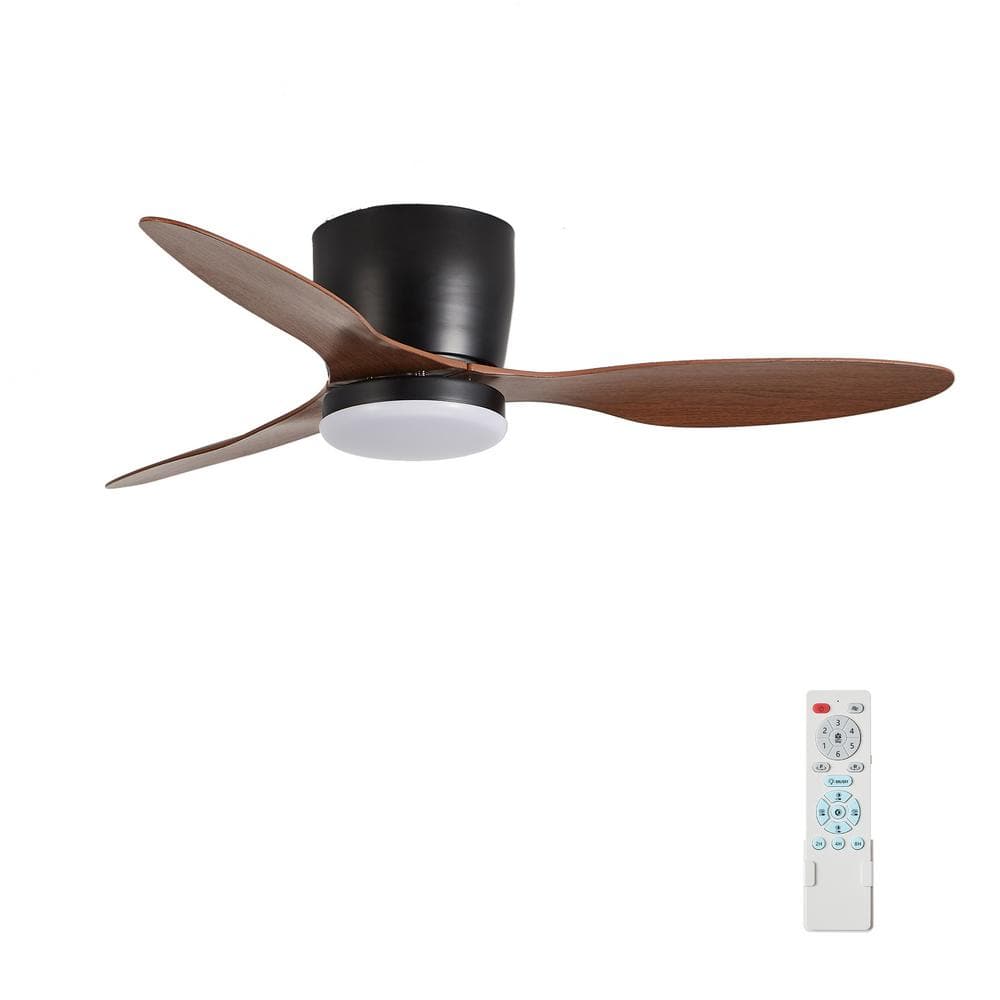 42 in. Indoor Integrated LED Indoor Black Ceiling Fan with Light and Remote