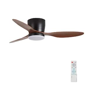 42 in. Indoor Integrated LED Indoor Black Ceiling Fan with Light and Remote Painted Walnut Blades