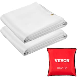 2PCS 8 ft. x 10 ft. Emergency Fire Blanket Fiberglass Heat Resists 1022°F Welding Blanket Mat with Carry Bag, White