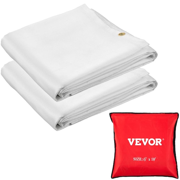 VEVOR 2pcs 8 ft. x 10 ft. Emergency Fire Blanket Fiberglass Heat Resists 1022°F Welding Blanket Mat with Carry Bag, White