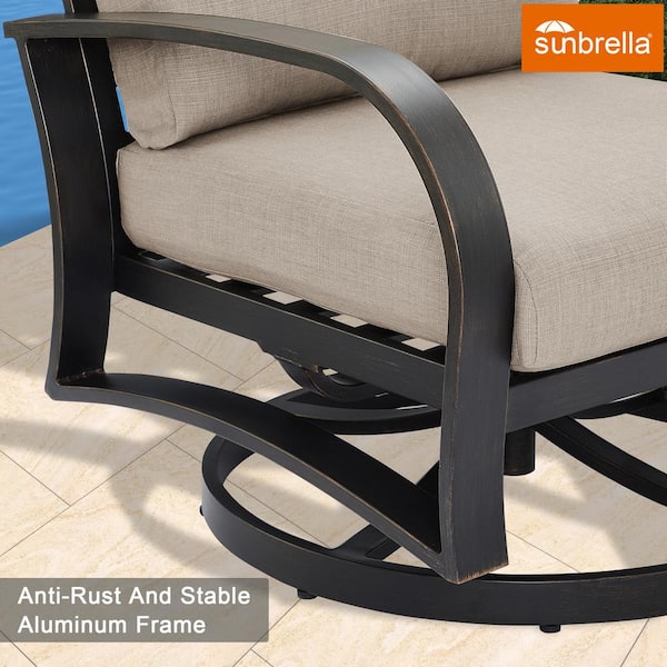 ULAX FURNITURE 5-Piece Aluminum Patio Conversation Set with