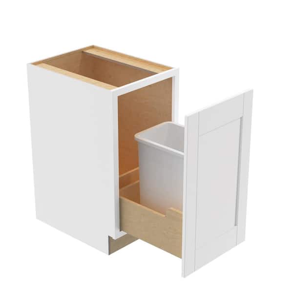 Home Decorators Collection Washington Vesper White Plywood Shaker Assembled Trash Can Kitchen Cabinet 1 Can FH 18 in. W x 24 D in. x 34.5 in. H