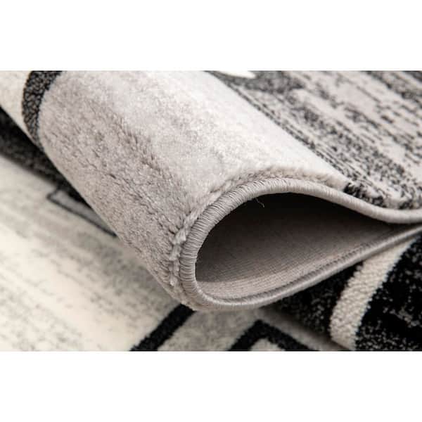 Montage Grey Black, Checkered 2 ft. x 9 ft. Geometric Indoor Runner Rug
