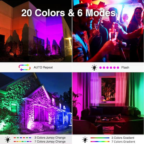Outdoor Stage Lights Bar 48W LED Wall Washer Light,IP66 Waterproof with Timing,RGB DIY Colors,, 44-Key Remote - 2 Pack