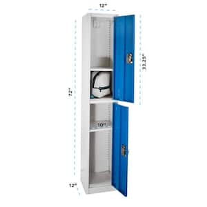 629-Series 72 in. H 2-Tier Steel Key Lock Storage Locker Free Standing Cabinets for Home, School, Gym in Blue (2-Pack)