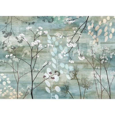 Floral 18 in. x 13 in. Blues Polypropylene Placemats (Set of 6)