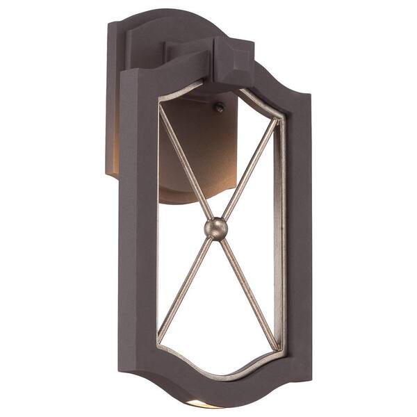 the great outdoors by Minka Lavery Eastborne 13.25 in. Sand Bronze with Gold Highlights Outdoor Integrated LED Wall Mount Lantern