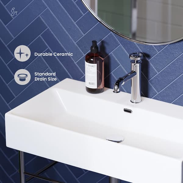 Swiss Madison Claire 30 in. Ceramic White Console Sink Basin