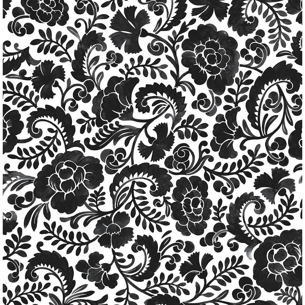 NextWall Dark Ash Tonal Paisley Vinyl Peel and Stick Wallpaper Roll