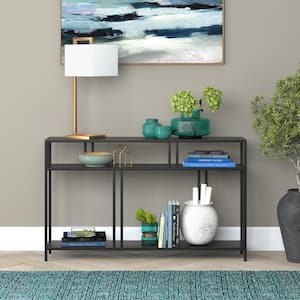 Cortland 48 in. Blackened Bronze Rectangle Metal Console Table with Metal Shelves