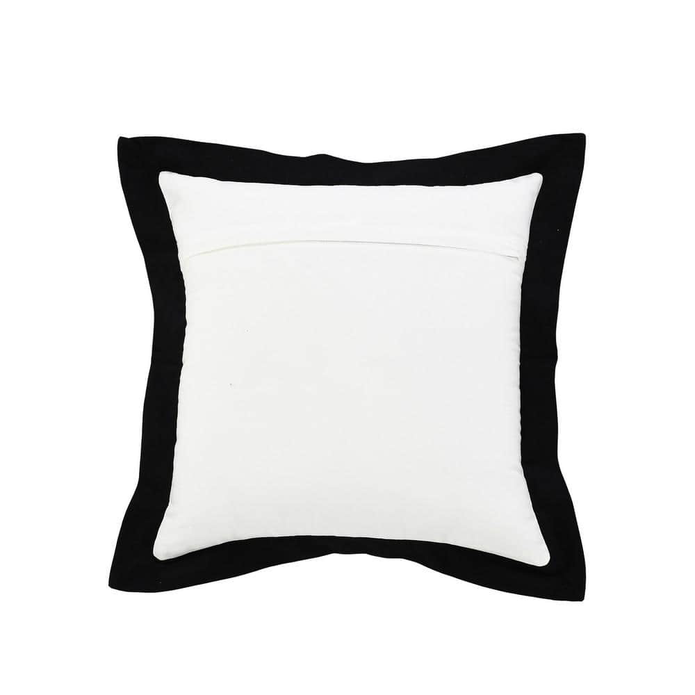20" Black and White Cotton Geometric Throw Pillow