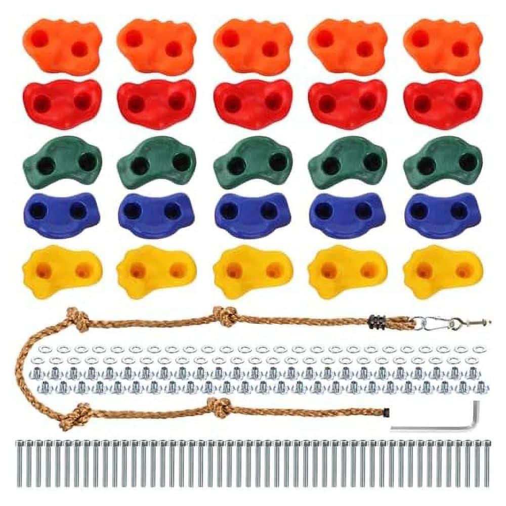 25-Pack Rock Climbing Holds Kit with 8.5 ft. Rope, Mounting Hardware, Multi-Color Resin for Indoor Outdoor Use price history on PriceWatchPro