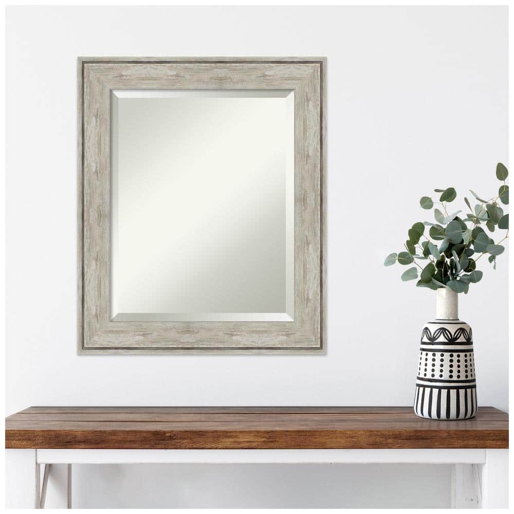 Elegant Full-Length Rectangular Wood Mirror with Silver Crackled Finish