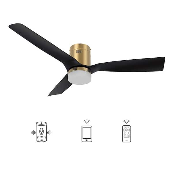 CARRO Striver 48 in. Dimmable LED Indoor Gold Smart Ceiling Fan with Light and Remote, Works with Alexa and Google Home