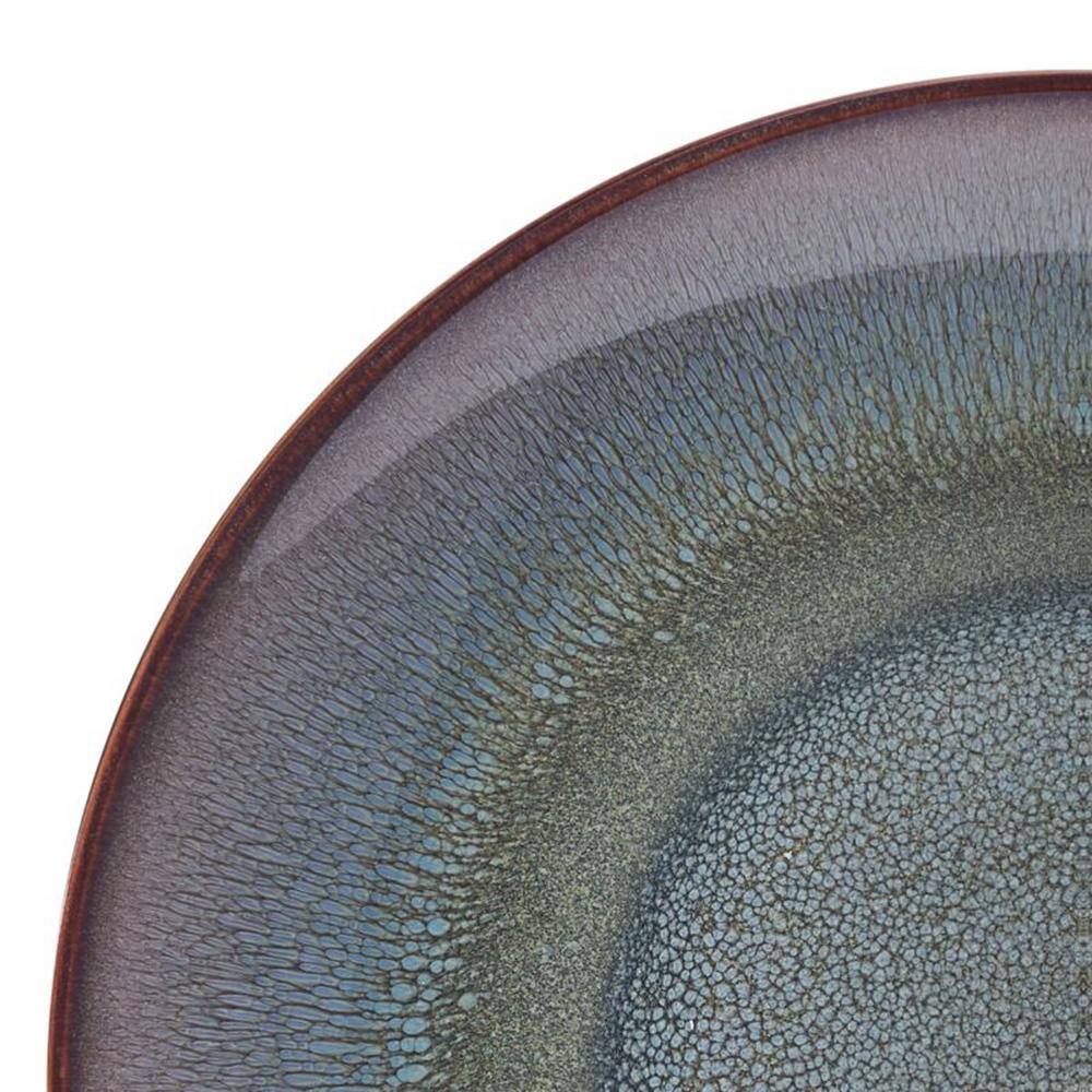 Mackensie Blue and Brown Ceramic 12-Piece Dinnerware Set