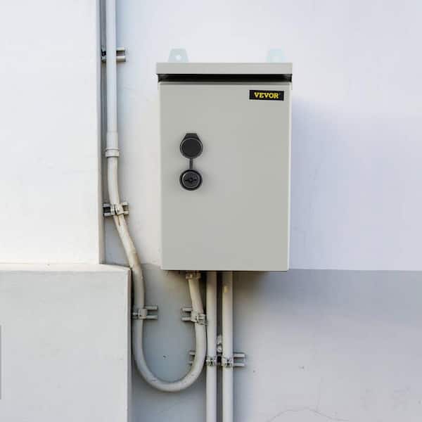 Electrical Enclosure Box 12 x 8 x 8 in. NEMA 4X IP65 Junction Box Carbon Steel Hinged with Rain Hood for Indoor/Outdoor