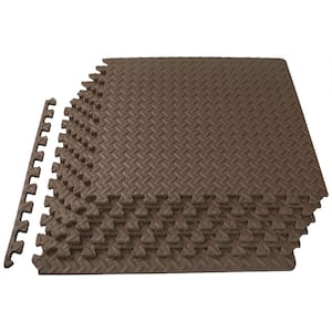 CAP Puzzle Exercise Mat Black 24 in. x 24 in. x 0.5 in. EVA Foam  Interlocking Tiles with Border (48 sq. ft.) MTS2-1206AM - The Home Depot