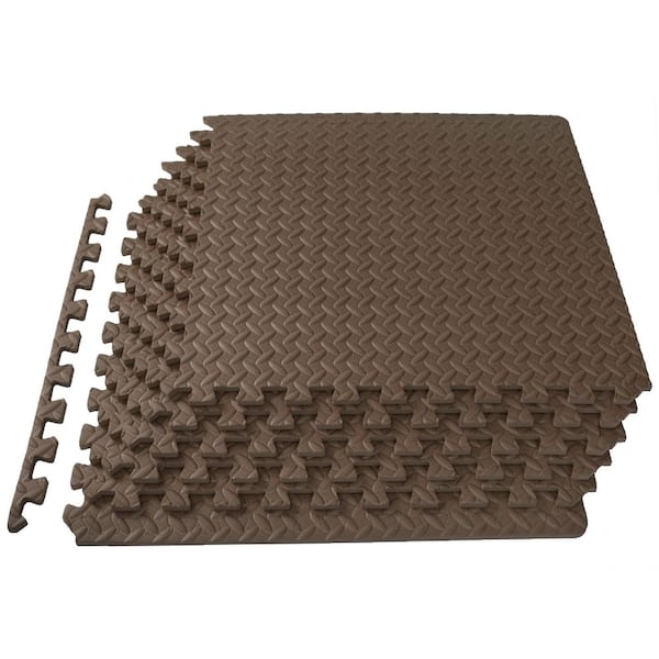 Beige 12pcs Eva Foam Mat Interlocking Foam Tiles Playground Flooring Puzzle  Mat Multiple Colors Anti-skid Mat With Finishing Border