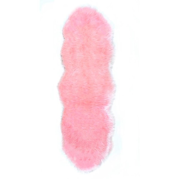 nuLOOM Terrell Faux Sheepskin Solid Shag Blush 2 ft. x 6 ft. Runner