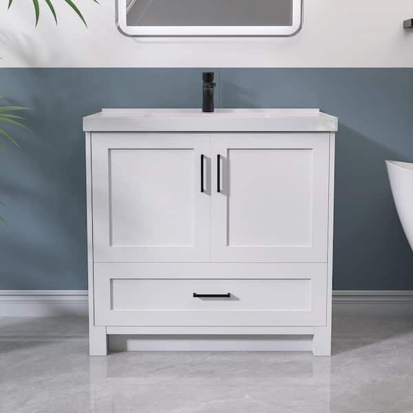 Zeafive Wina 36 in. Single Sink White Bath Vanity Cabinet without