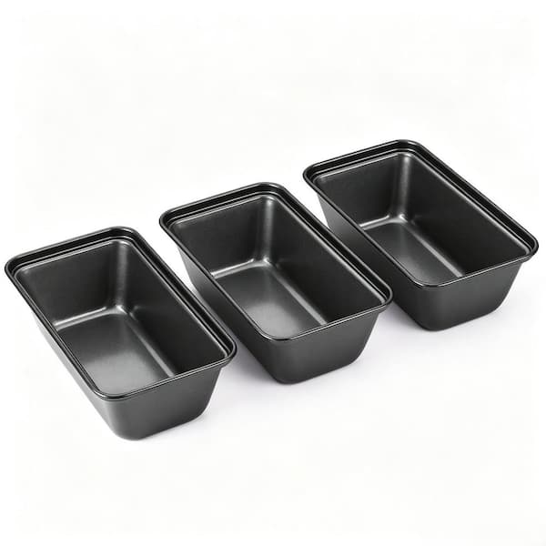 Mini Loaf Pan for Baking Bread, 6 x 3.3 x 2 in. Nonstick Small Banana Bread Tins Set of 3 - Dark Grey