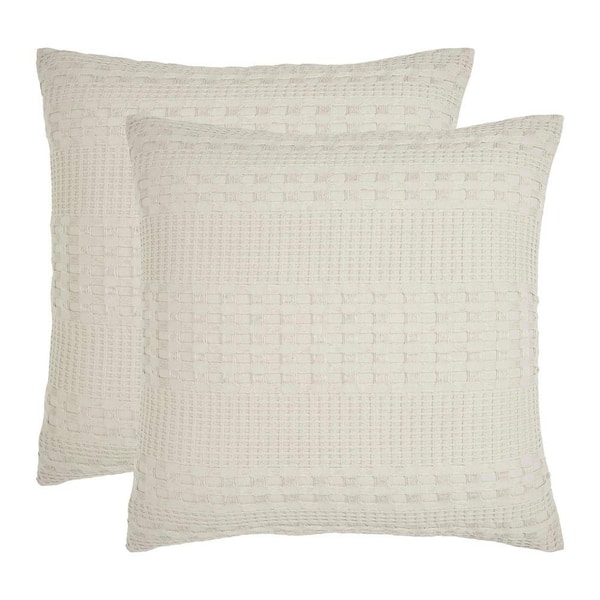 Waffle Weave Tan 24x24 Pillow Covers (Set of 2)