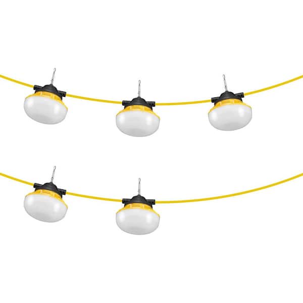 50 FT. Construction String Lights, 50 W 5000LM, 5-Piece Work Light Set, 5000 K Daylight, IP65 Waterproof, ETL Listed