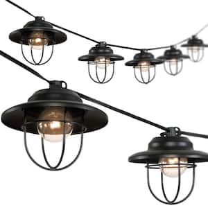 10-Light Outdoor/Indoor 10 ft. Plug-in Globe Bulb Shape Rustic Farmhouse Incandescent G40 Cage String Lights, Black