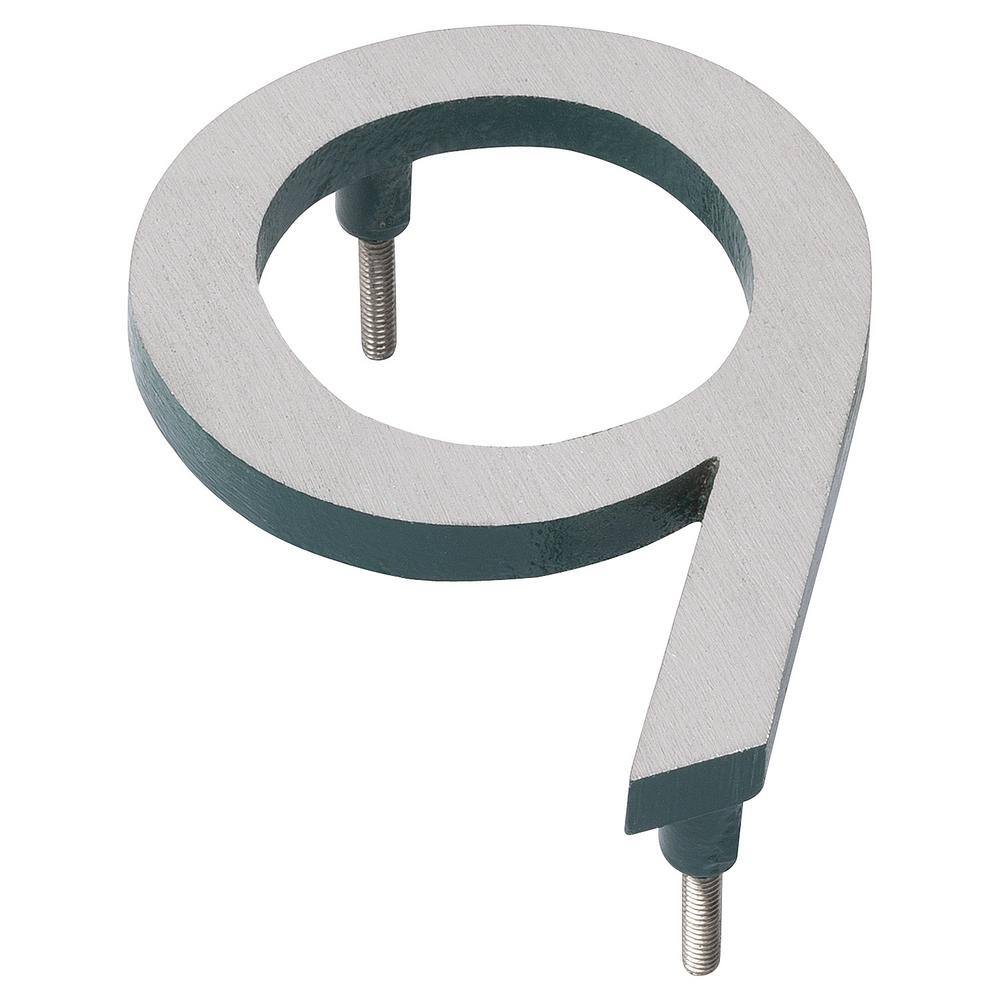 8 in. Satin Nickel/Hunter Green 2-Tone Aluminum Floating or Flat Modern House Number 9 product image for price tracking