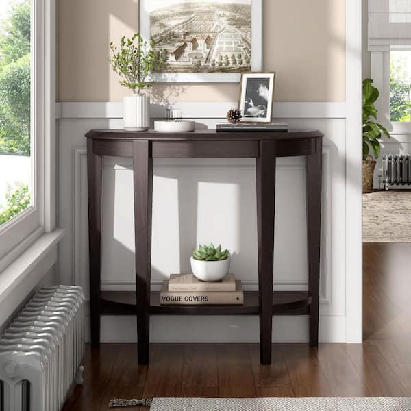 Furniture of America Yara 36 in. Espresso Half-Moon Particle
