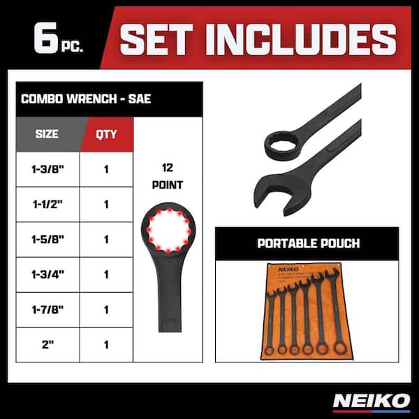 ダイアナ　Renaitre EXTRA NIGHT PACK 6個セット NEIKO 6 in. Heavy Duty Wrench Set with SAE 12-Pt Combination Box