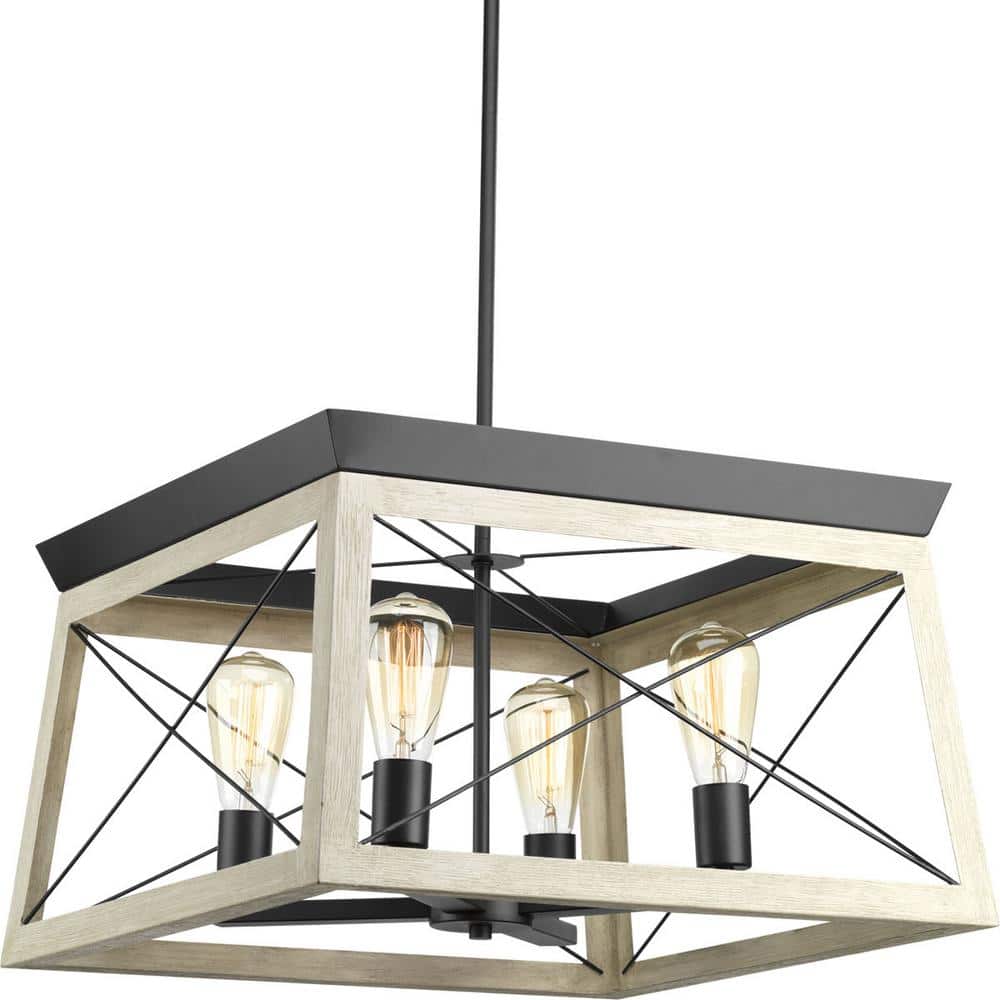 Briarwood 4-Light Graphite and Faux Wood Chandelier