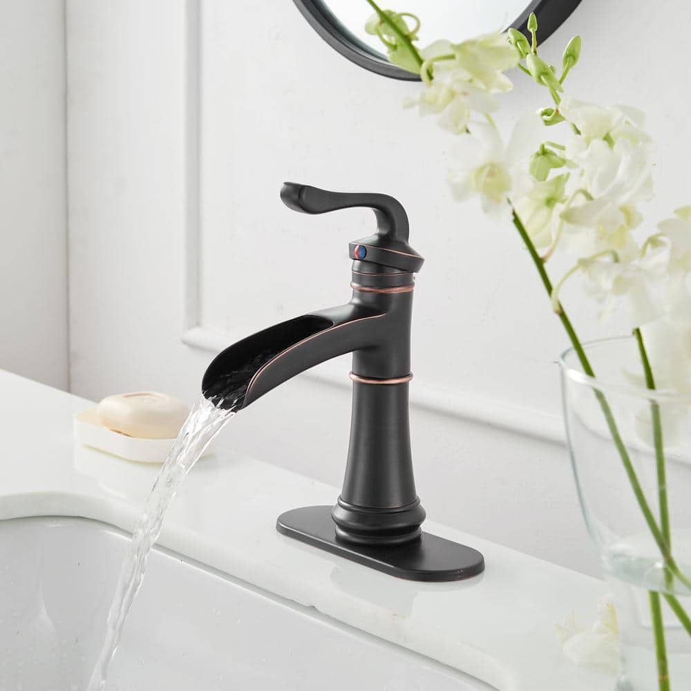 Oil Rubbed Bronze Single Handle Waterfall Bathroom Faucet
