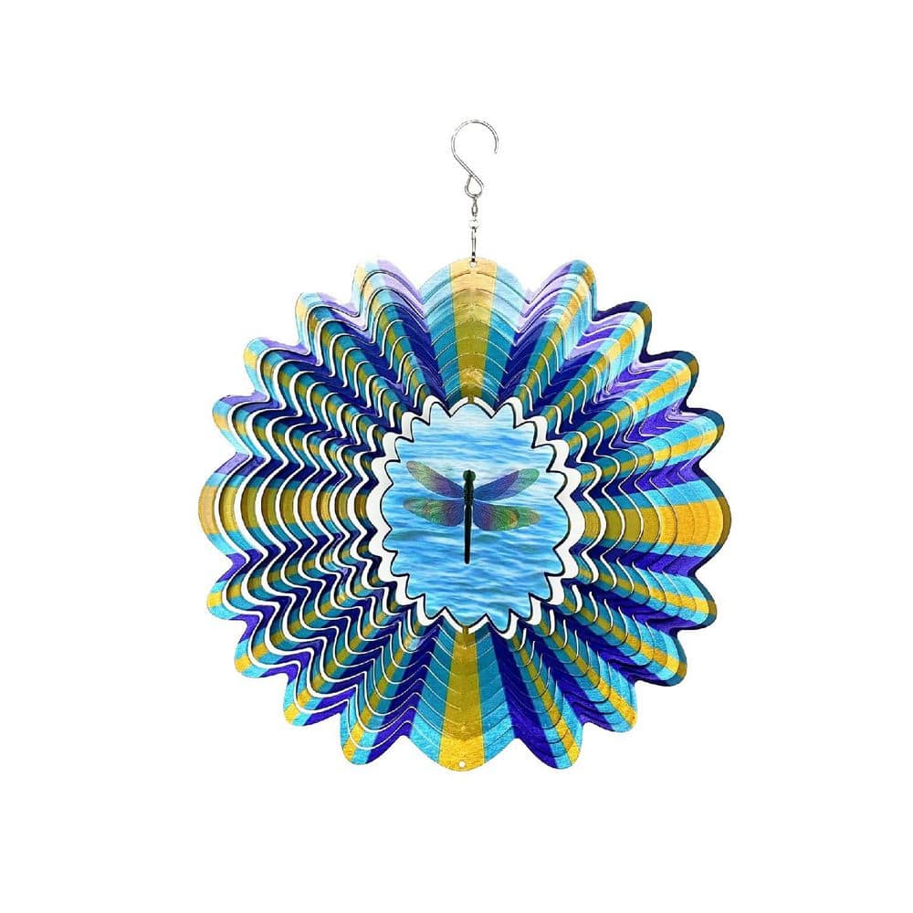 14 in. H Blue Steel Dragonfly Animated Wind Spinner HPCTFGLQ71