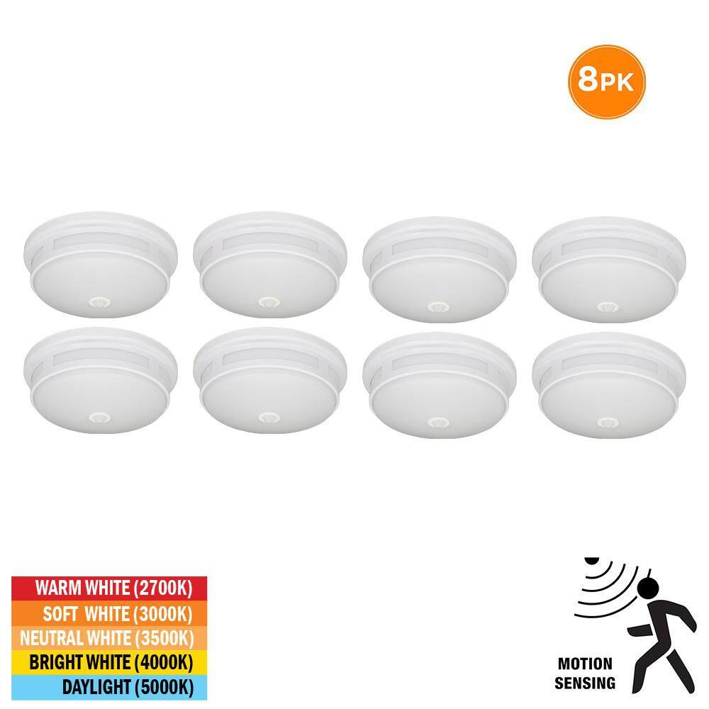 11 in. White Motion Sensing LED Flush Mount Indoor Outdoor Ceiling Light Adjustable CCT 830LM 11.5W (8-Pack) price history on PriceWatchPro