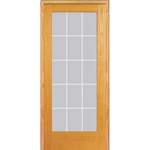 MMI Door 30 in. x 80 in. Right Hand Unfinished Pine Glass 15-Lite Clear ...