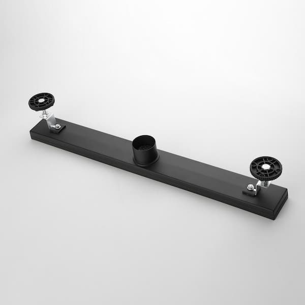 27.8 in. Linear Shower Drain with Leveling Feet and Flange in Matte Black