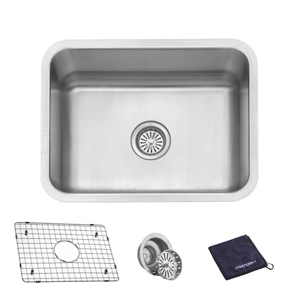 JASSFERRY 16-Gauge Stainless Steel 23 in. Single Bowl Undermount Kitchen Sink with Bottom Grid