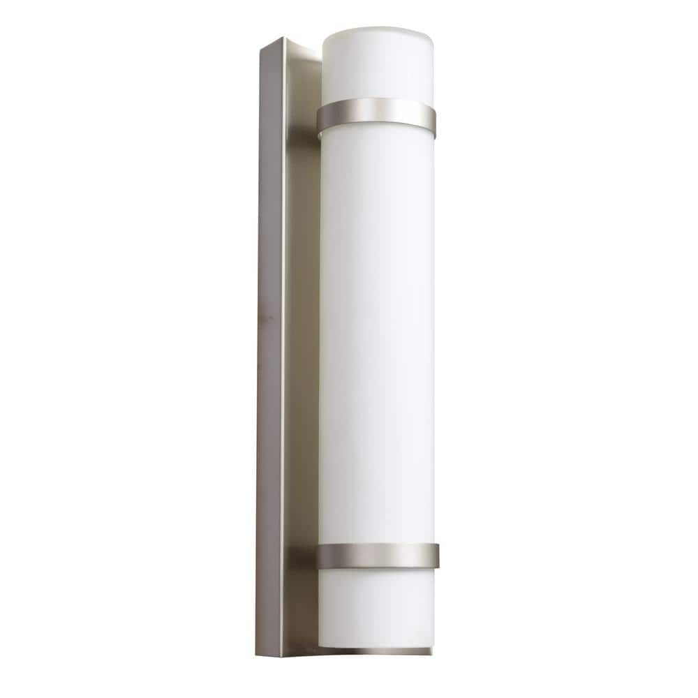 Brushed Steel Outdoor Dimmable Cylinder Wall Light