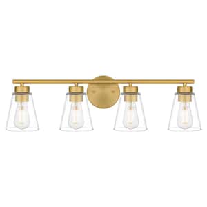 Eastburn 28.13 in. 4-Light Gold Vanity Light with Clear Glass Shades