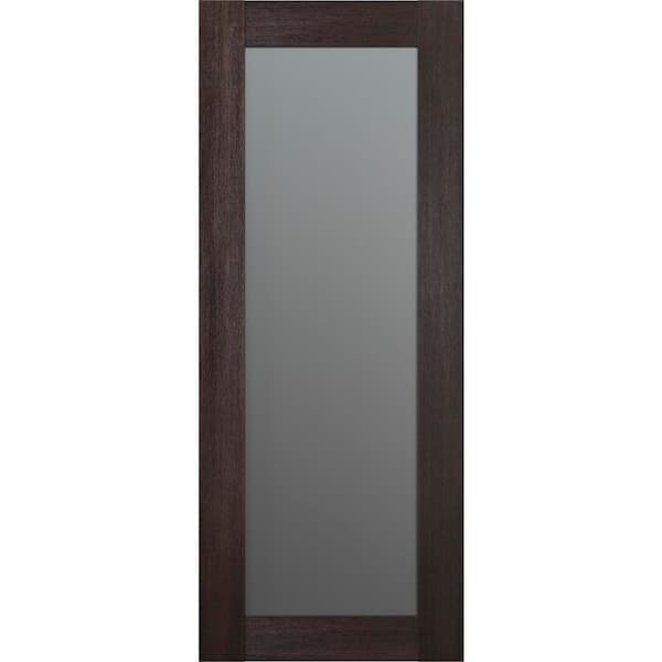Avon 207 N 18 in. х 84 in. No Bore Full Lite Frosted Glass Veralinga Oak Solid Composite Core Wood Interior Door Slab