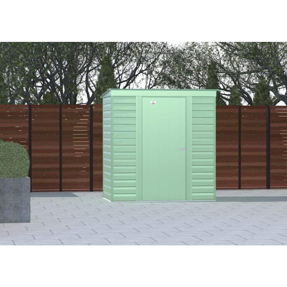 Sage Green 6x4 Galvanized Steel Pent Roof Storage Shed