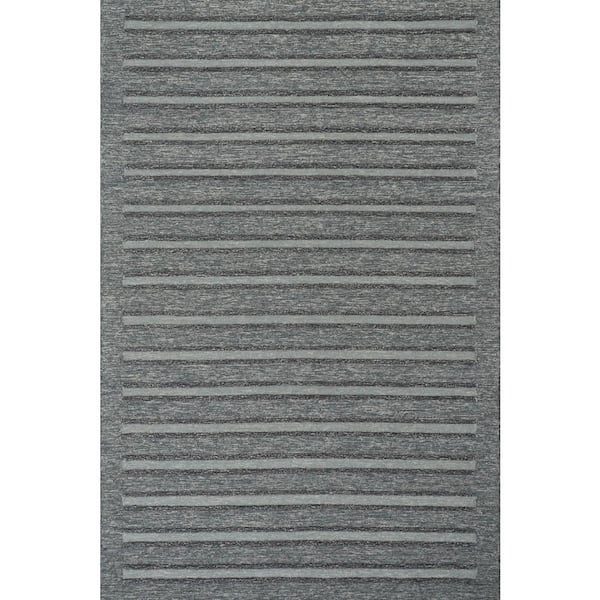 Mare Modern Striped Wool Blue 5 ft. x 8 ft. Indoor Area Rug