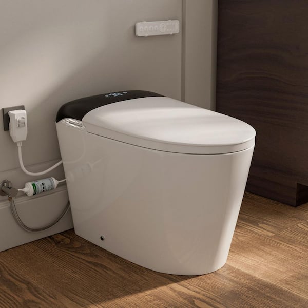 Smart Toilet with Built in Tank, 4-Bidet Modes, Instant Warm Water, ECO Light, Heated Seat, Backup Flush, Dryer, Remote